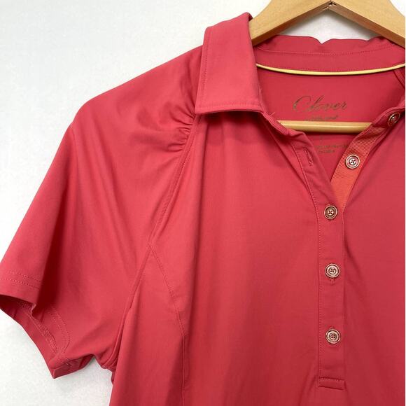 Clover by Bobby Jones Short Sleeve Golf Polo Coral Womens Large - Picture 3 of 8
